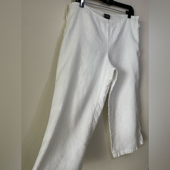 Eileen Fisher Women’s M 100% Linen Wide Leg Crop Pants White Minimalist Preppy - Picture 3 of 6
